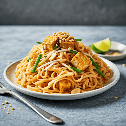Famous Thai rice noodles with sweet-tangy sauce, peanuts, and fresh lime