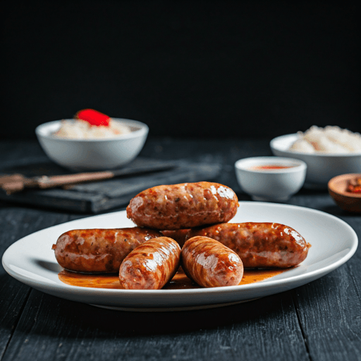 The ultimate sampler platter—papaya salad, sausage, beef jerky, crispy wings, and sticky rice